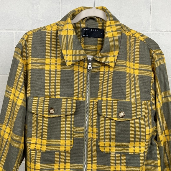 NWOT ASOS Design Harrington Check Jacket in Green/Yellow Men's XSMALL Full Zip - Picture 3 of 9